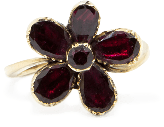 Garnet Flower Ring Front - Ruby (1500x1001), Png Download