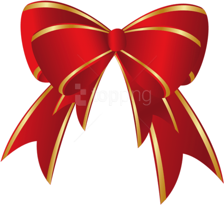 Free Png Christmas Red Gold Bow Png - Red Christmas Bow Clip Art (850x767), Png Download