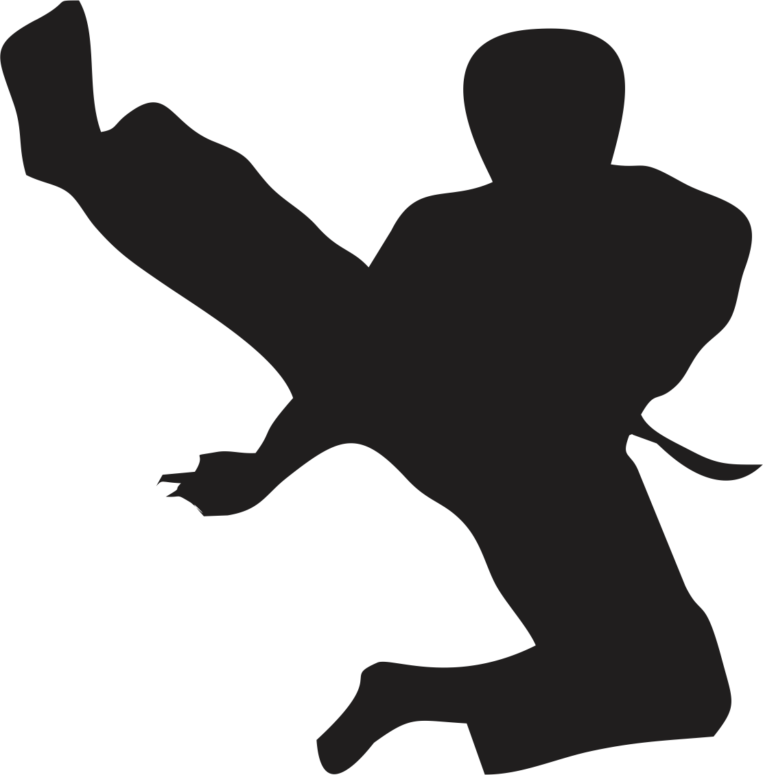 Hd Wallpapers Karate Silhouette Vector - Black Karate Kick (1112x1130), Png Download