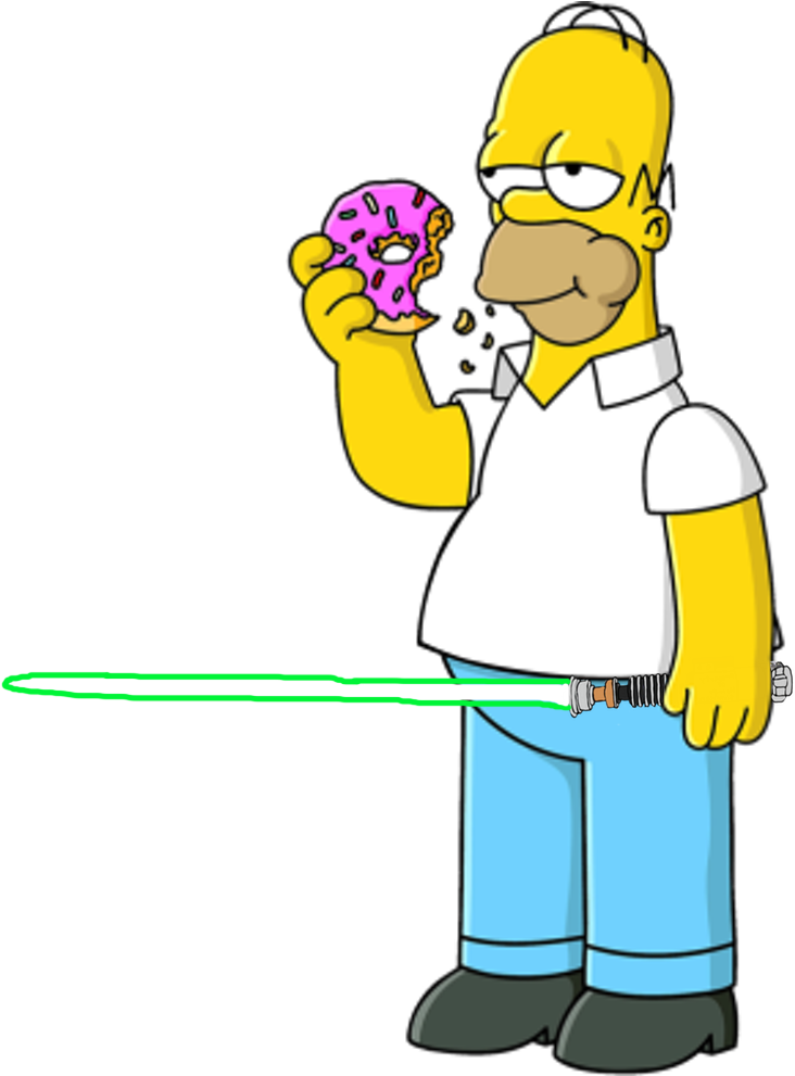 Luke Skywalker Clipart The Simpsons - Homer Simpson Jedi (782x990), Png Download