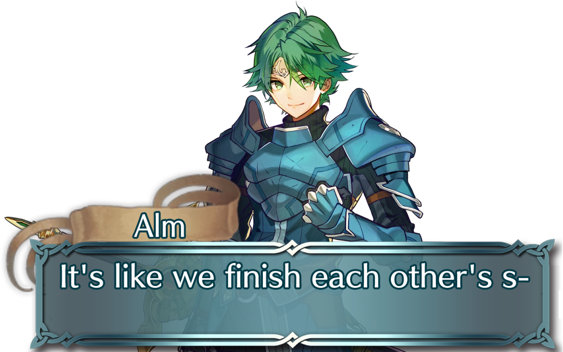 Can You Do Alm Saying " It's Like We Finish Each Other's - Alm Fire Emblem Heroes (1280x736), Png Download