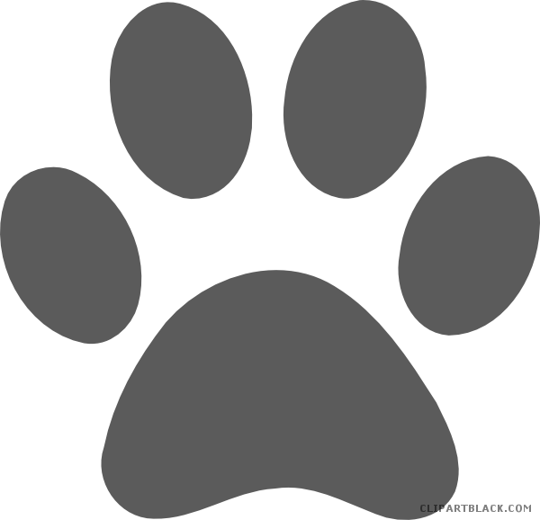Grayscale Paw Print Animal Free Black White Clipart - Grey Paw Print Clip Art (600x578), Png Download