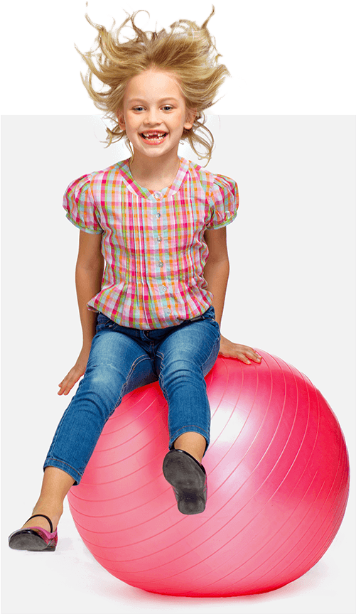 Girl Playing A Large Ball - Inflatable (500x872), Png Download
