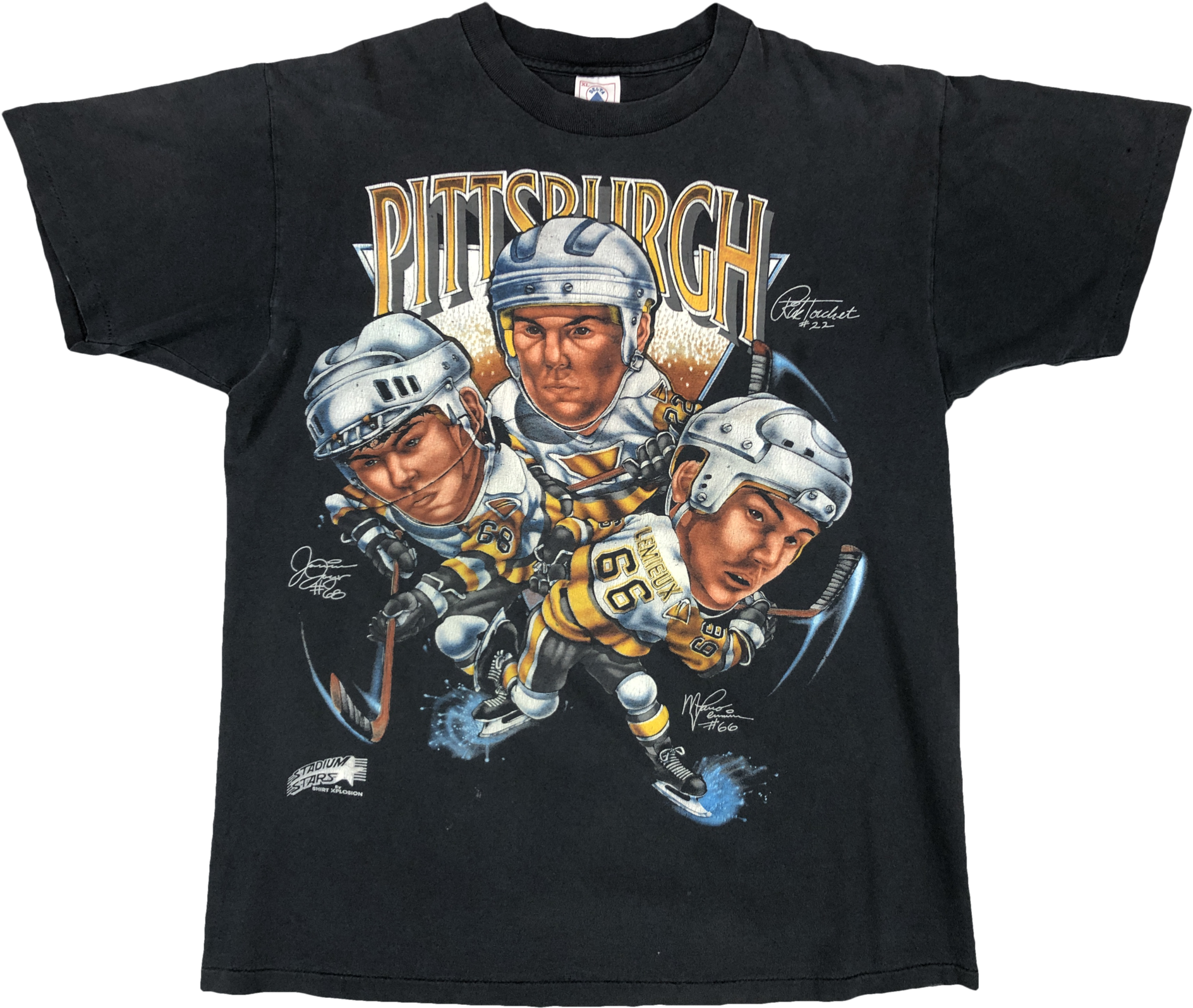 Vintage 90s Pittsburgh Penguins Caricature Tee - Active Shirt (2048x1667), Png Download