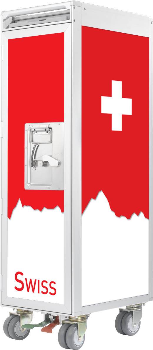 Airplane Trolley Swiss By Skypak - Custom Aircraft Trolley Bar (544x1200), Png Download