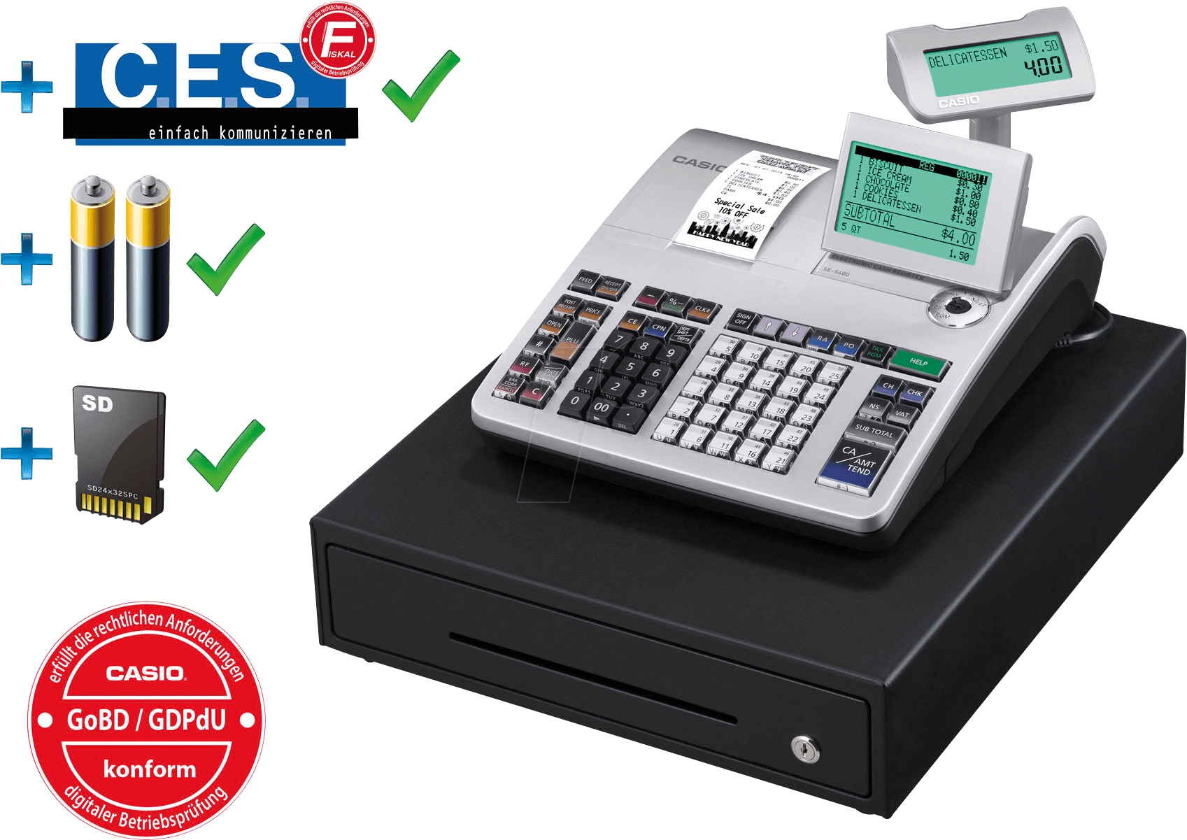 Casio S400mb-sr - Cash Register Price Malaysia (1715x1217), Png Download