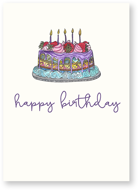 Birthday Cake Card (591x885), Png Download