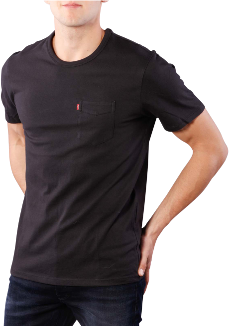 S Sunset Pocket T-shirt Black - Man (490x653), Png Download