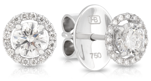 18ct White Gold Round Brilliant Cut Diamond Earring - Diamond (630x630), Png Download