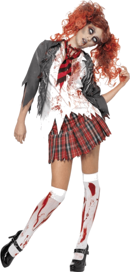 High School Horror Zombie Schoolgirl Costume - Old School Girl Costume (600x951), Png Download