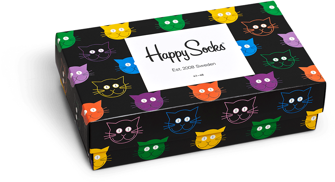 Happy Socks Cat Gift Box (1460x1600), Png Download