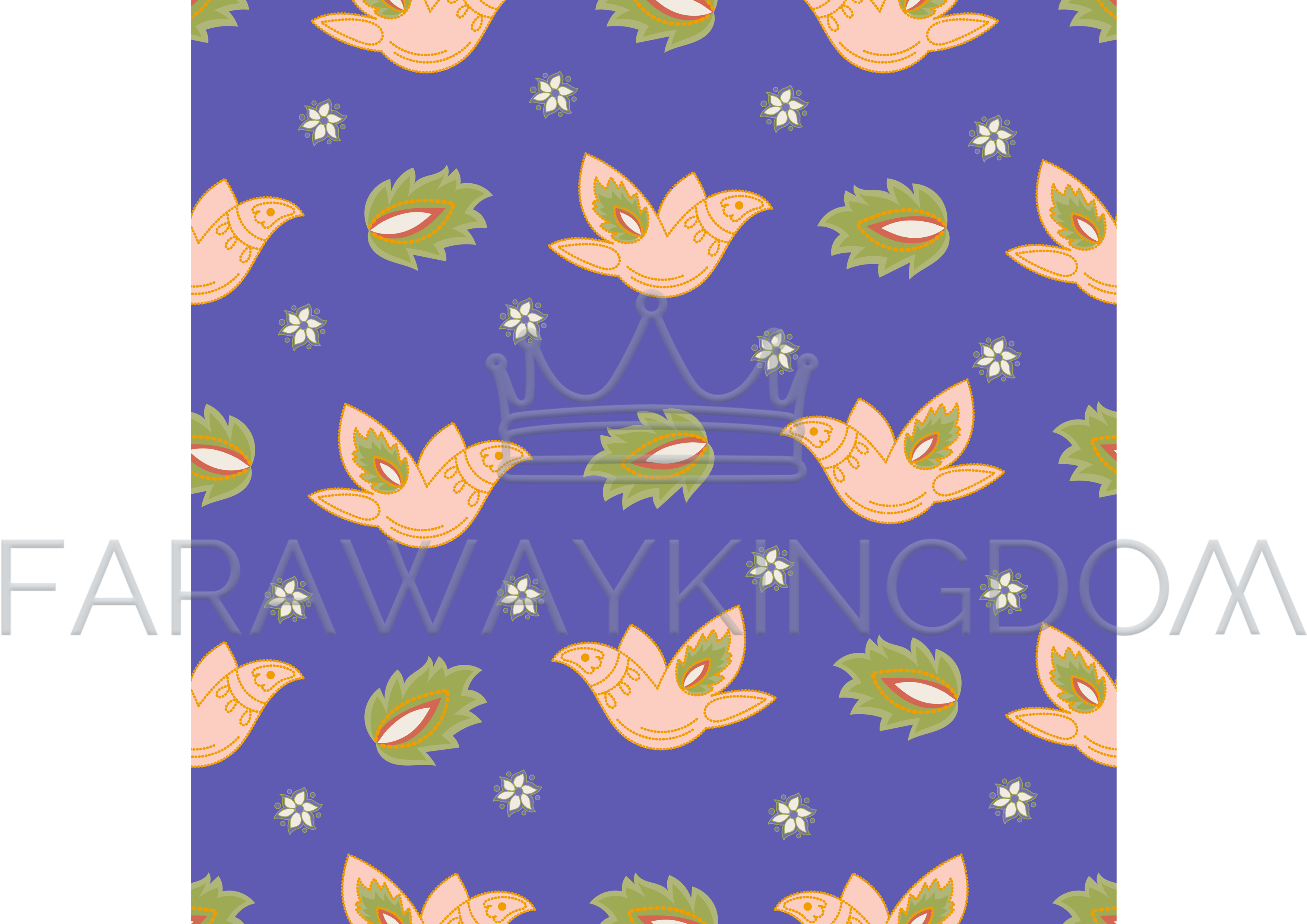 Blue Birds Folk Ethnic Vector Illustration Seamless - Vector Graphics (3508x2480), Png Download