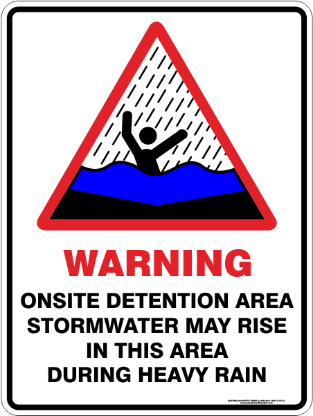 Stormwater Signs - Warning Sign On Site Detention (599x600), Png Download