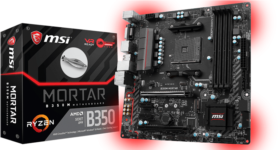 To Run A Low End Ryzen Chip, Preferably The Apu Variant - Msi B350m Mortar (1000x487), Png Download
