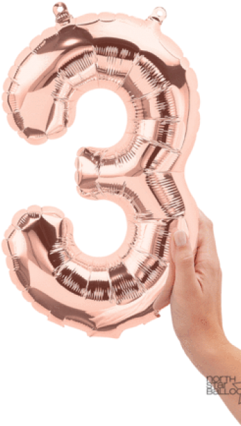 16" Rose Gold 3 Number Balloon - 30th Birthday Balloons Rose Gold (550x688), Png Download