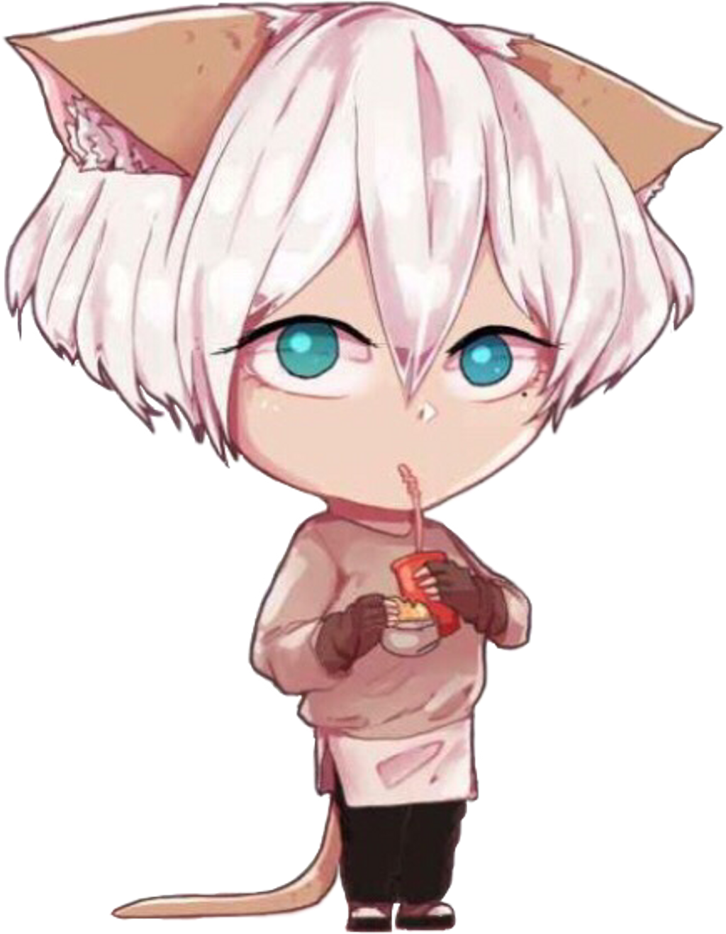 Cat Sticker - Мой Пушистый Парень Аниме (1024x1318), Png Download