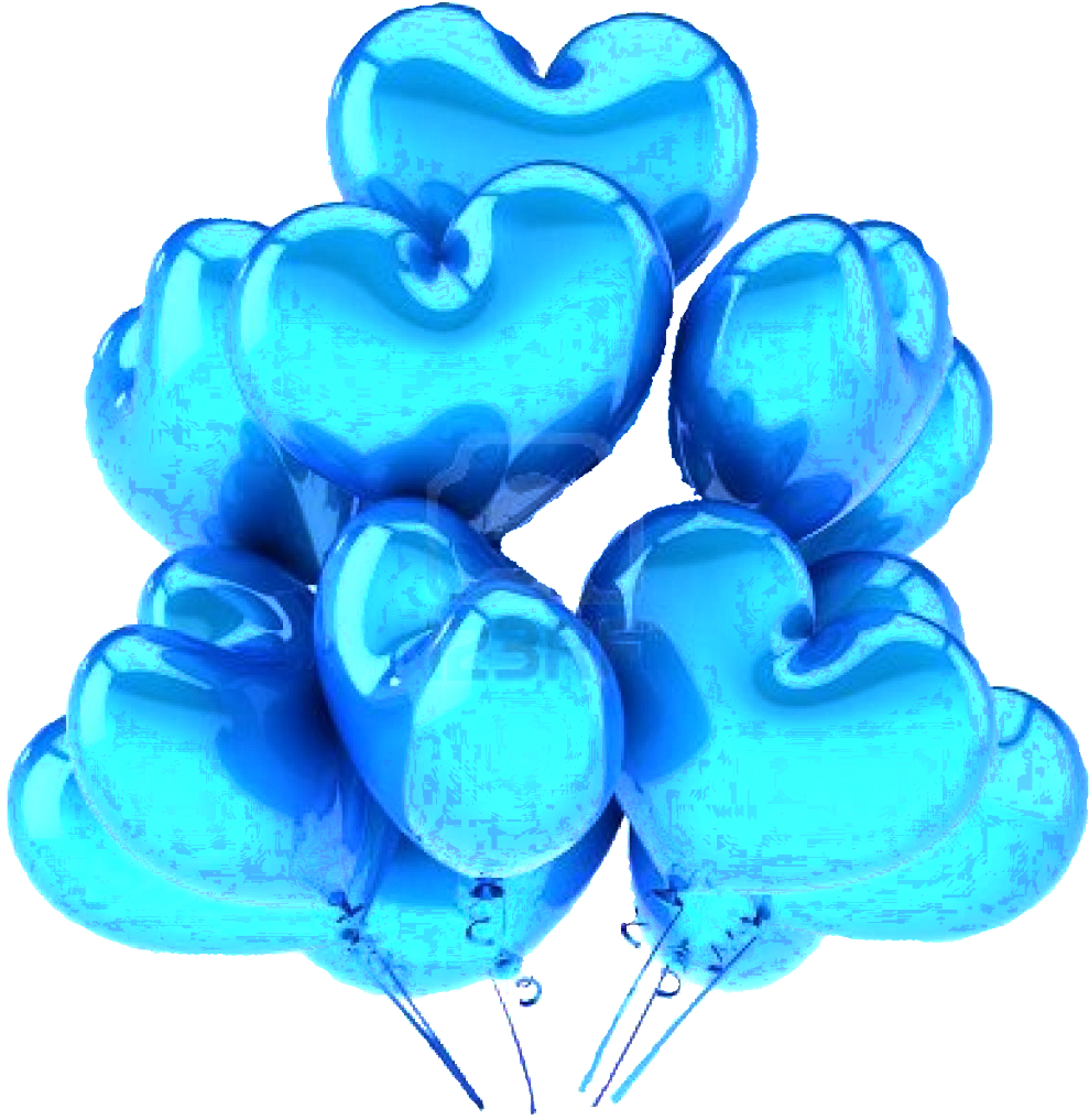 Photo 9546204 Party Balloons Heart Shaped Cyan Blue - Balloon (1003x1023), Png Download