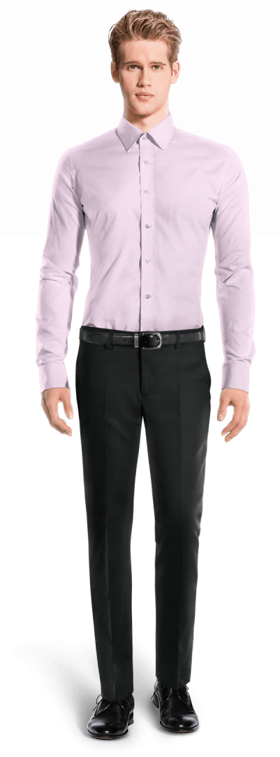 Purple French Cuff 100% Cotton Shirt-view Front - Double Breasted Tweed Suit (400x1089), Png Download