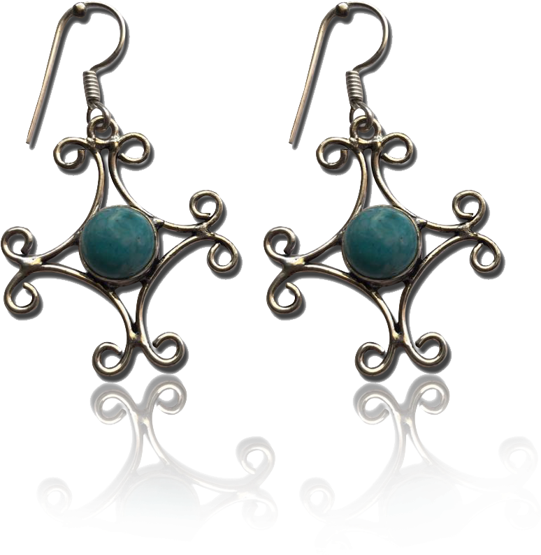 Ethnic Style Gem Stones Earrings - Earrings (960x932), Png Download