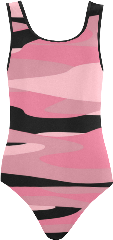 Pink And Black Tiger Stripe Camo Vest One Piece Swimsuit - Maillot (1000x1000), Png Download