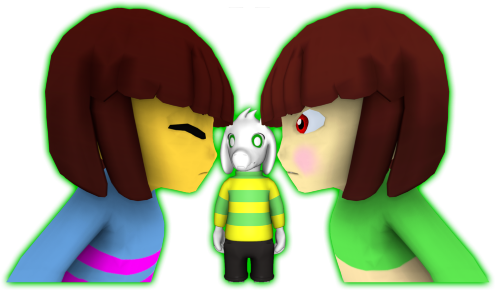 Frisk Asriel Chara - Андертейл Фриск И Чара (1024x590), Png Download