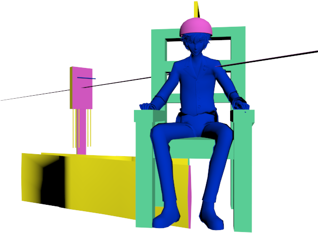 An Untextured Model Of The Protagonist Sitting In An - Sitting (640x480), Png Download