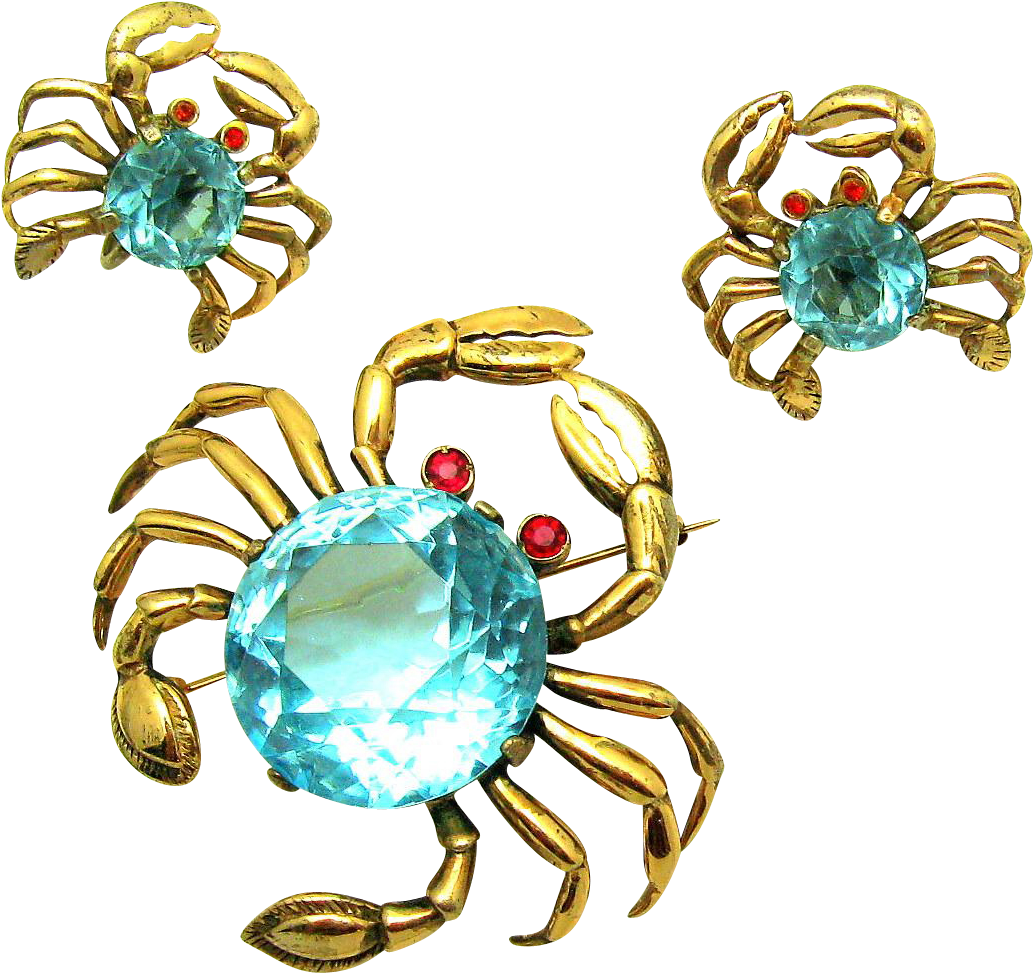 Rare And Unique Reja Sterling Set Of 'crabs' Brooch - Cancer (1032x1032), Png Download