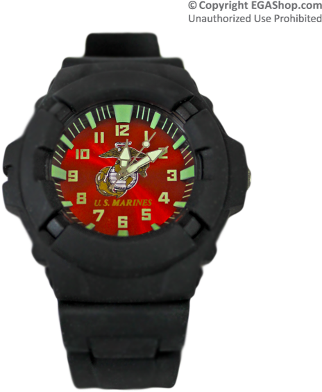 Watch , W/ Marines On Red Face - Analog Watch (600x600), Png Download