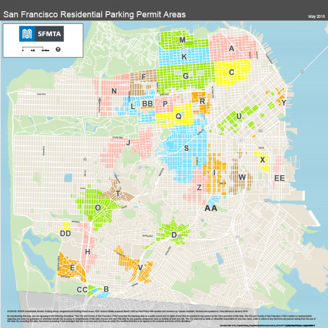 Residential Permit Parking Areas Map - J Permit Sf (1140x1140), Png Download