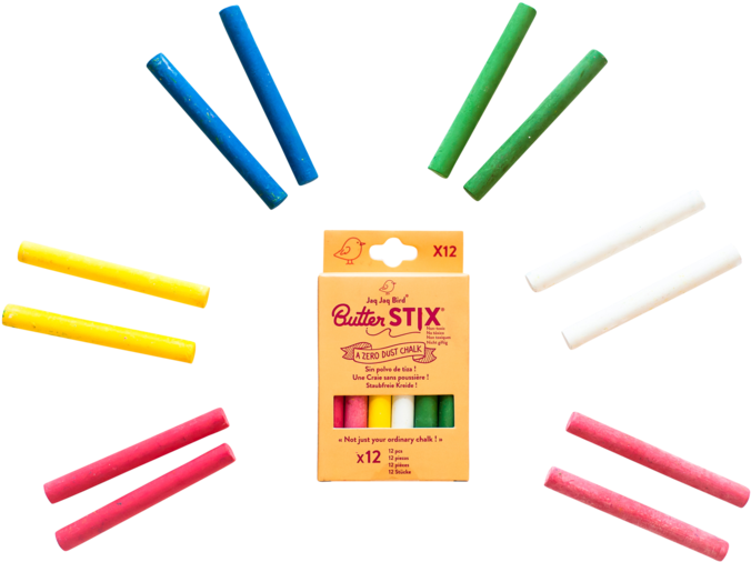 Butterstix® Zero Dust Chalks - Jaq Jaq Bird Butterstix Chalk Multi-colored With Holder (1024x681), Png Download