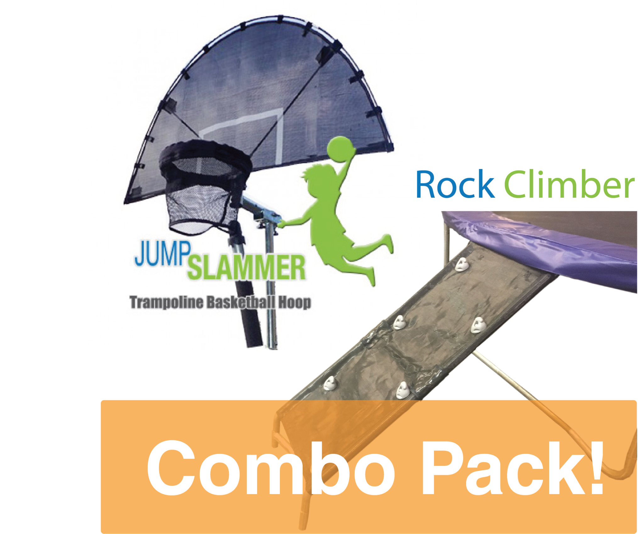 Combo Jump Slammer Trampoline Basketball Hoop & Rock - Graphic Design (2048x1707), Png Download