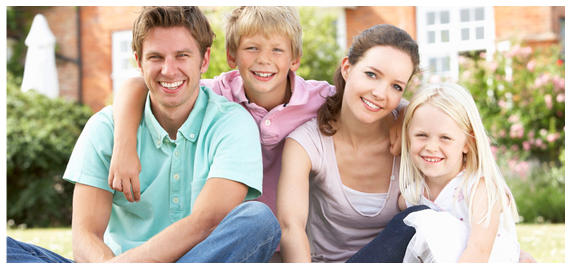 A Happy Family Seating On The Grass - Biggs Insurance Agency, Inc. (970x350), Png Download