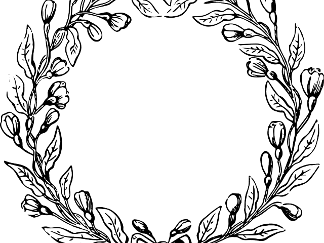 Drawn Wreath Transparent Background - Wreath Black And White (640x480), Png Download