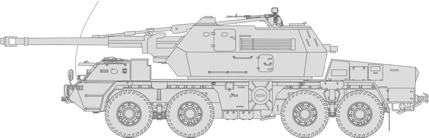 15cm Sfh T-25 Dana - Wheeled Self Propelled Howitzer Drawings (898x454), Png Download