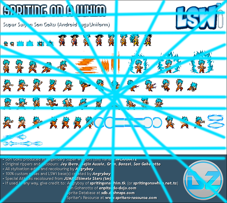 Ssgss Goku Sprite Sheet (794x712), Png Download