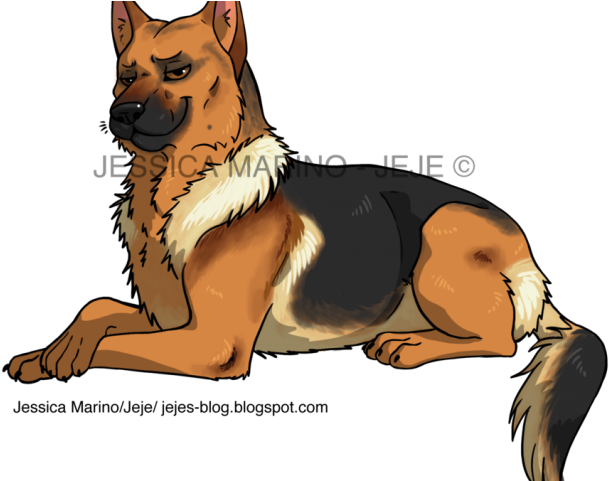 Drawn German Shepherd Service Dog - Anime German Shepherd Drawing (640x480), Png Download