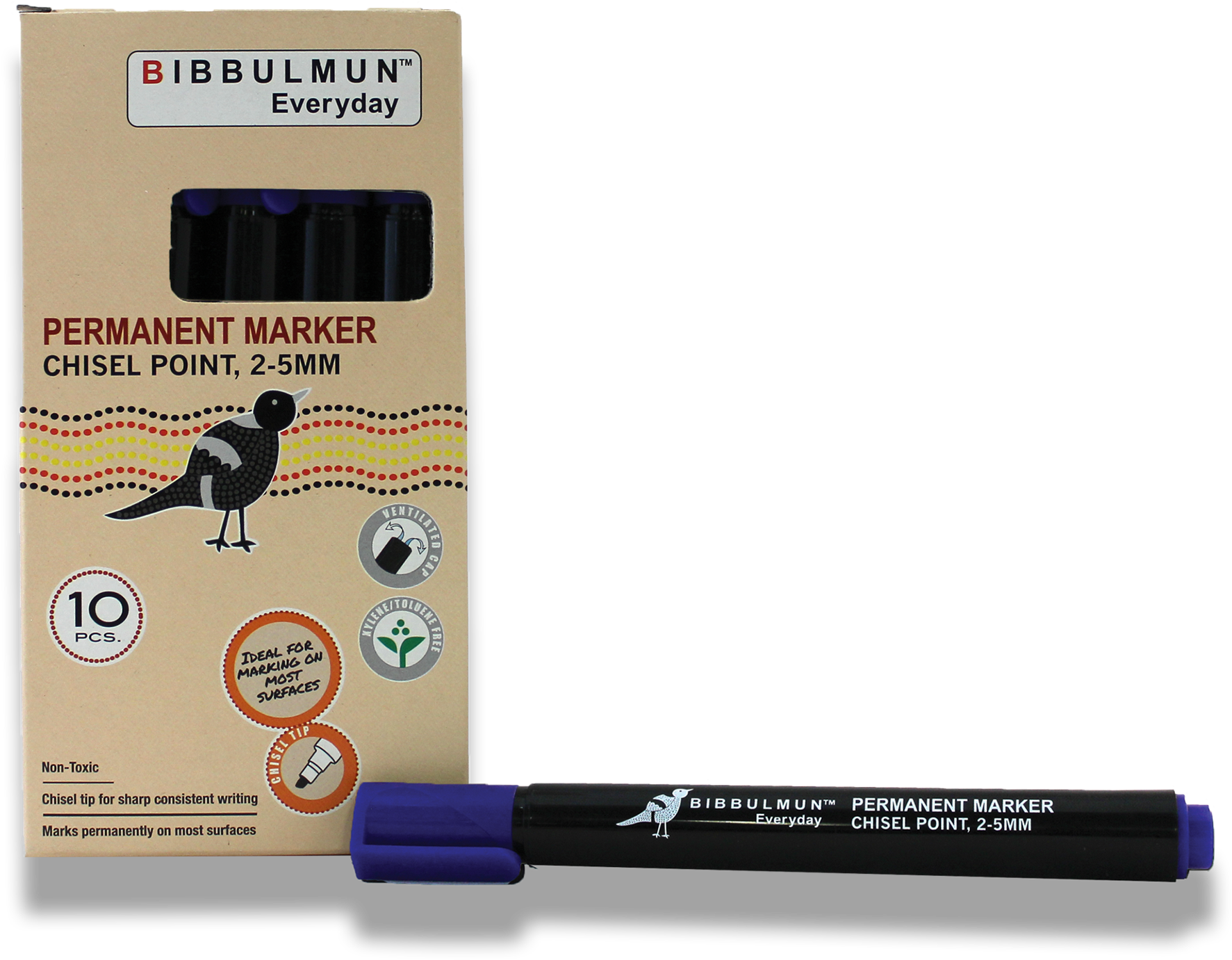 Permanent Marker Chisel Point 12-pack Blue - Black Cat (1920x1503), Png Download