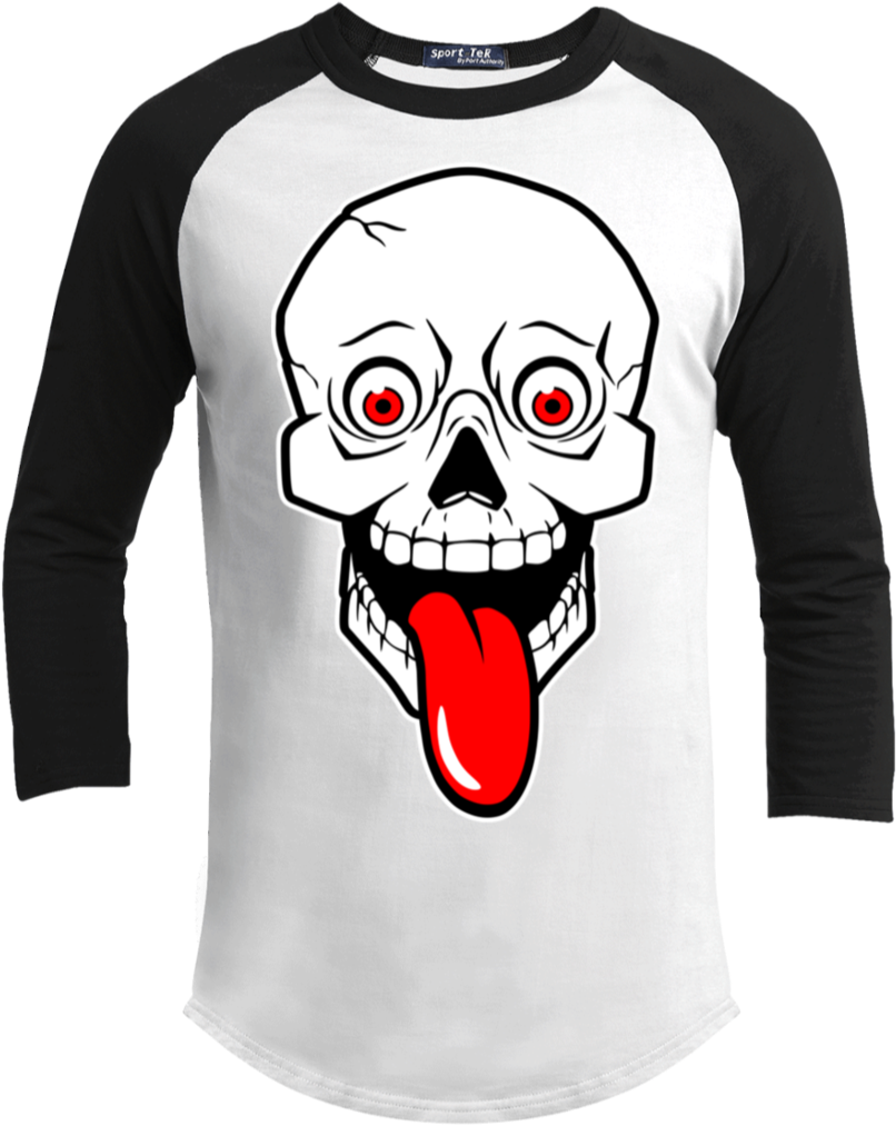Red Tongue Skull 3/4 Long Sleeve T-shirt - Shirt (1024x1024), Png Download