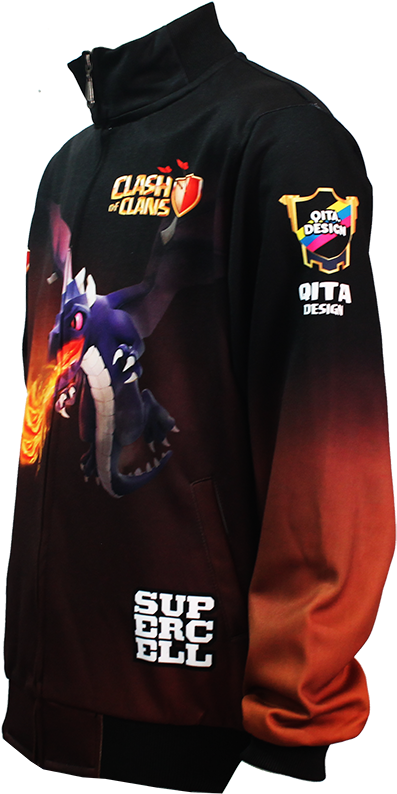 Jaket Clash Of Clans Dragon - Hoodie (500x814), Png Download