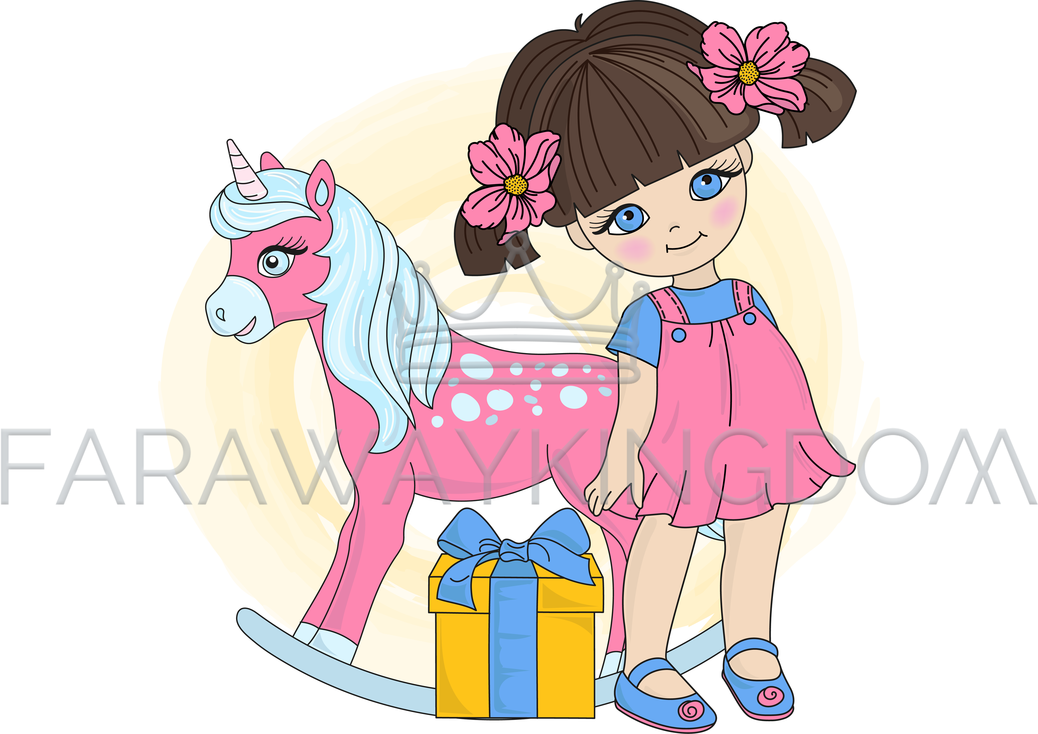 Unicorn Girl Valentine Day Cartoon Vector Illustration (3508x2480), Png Download