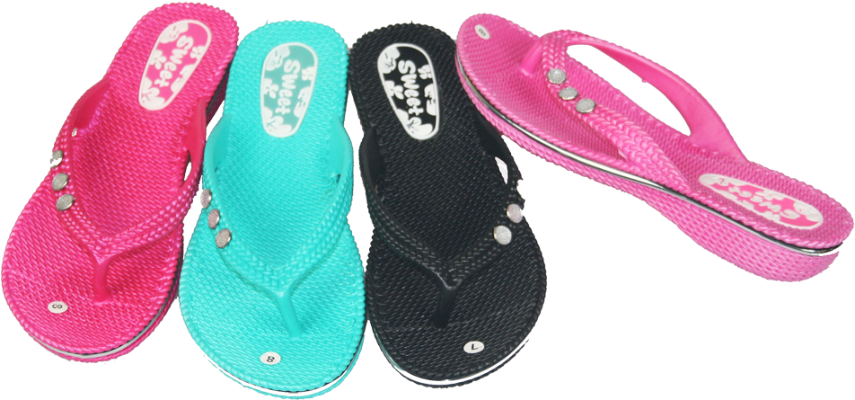 Sandals Ladies Bright Wedge Flip-flop Sandal - Flip-flops (1000x667), Png Download