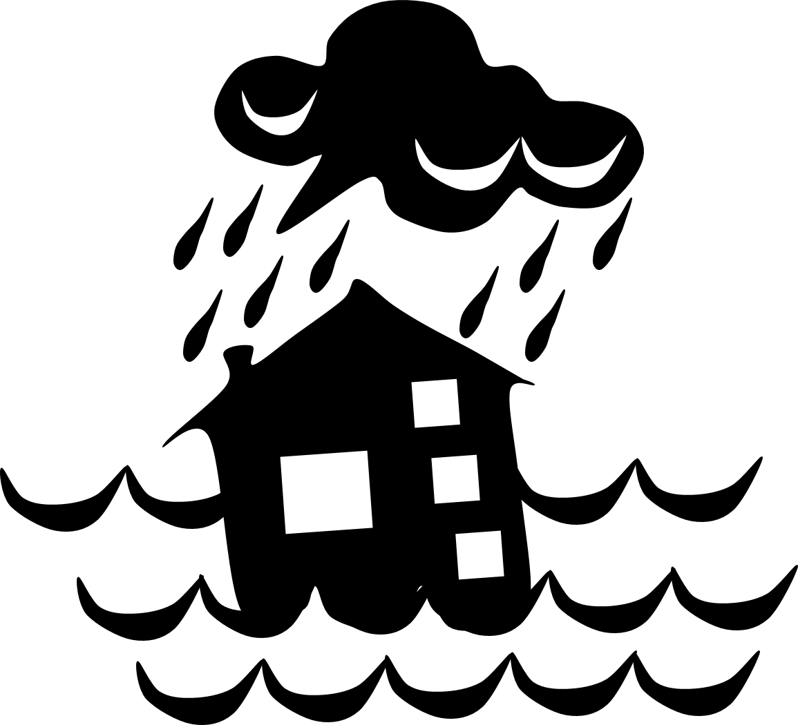 Natural - Clipart Flood Black And White (1155x1050), Png Download