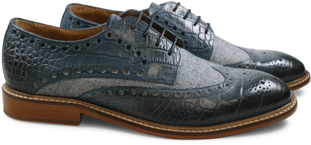 Derby Shoes Matthew 4 Big Croco Bluette Denim Jeans - Slip-on Shoe (1024x1024), Png Download