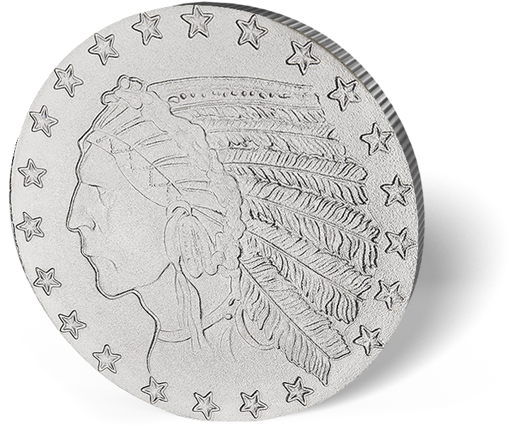 Picture Of 1 Oz Silver $5 Indian Design Round - Coin (800x650), Png Download