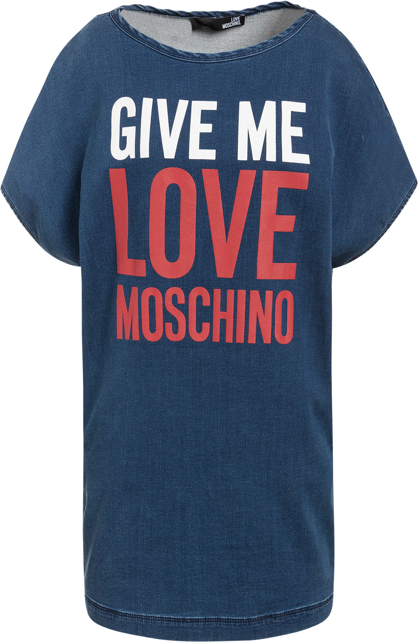 Dress In Elasticated Fleece Effect Denim With Give - Love Moschino (2500x3188), Png Download