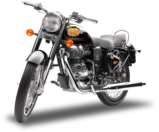 View All Bikes - Royal Enfield 350 Black (671x539), Png Download