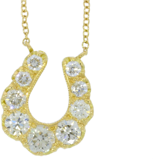 18ct Yellow Gold Diamond 1ct 05pts Horseshoe Pendant - Pendant (800x682), Png Download