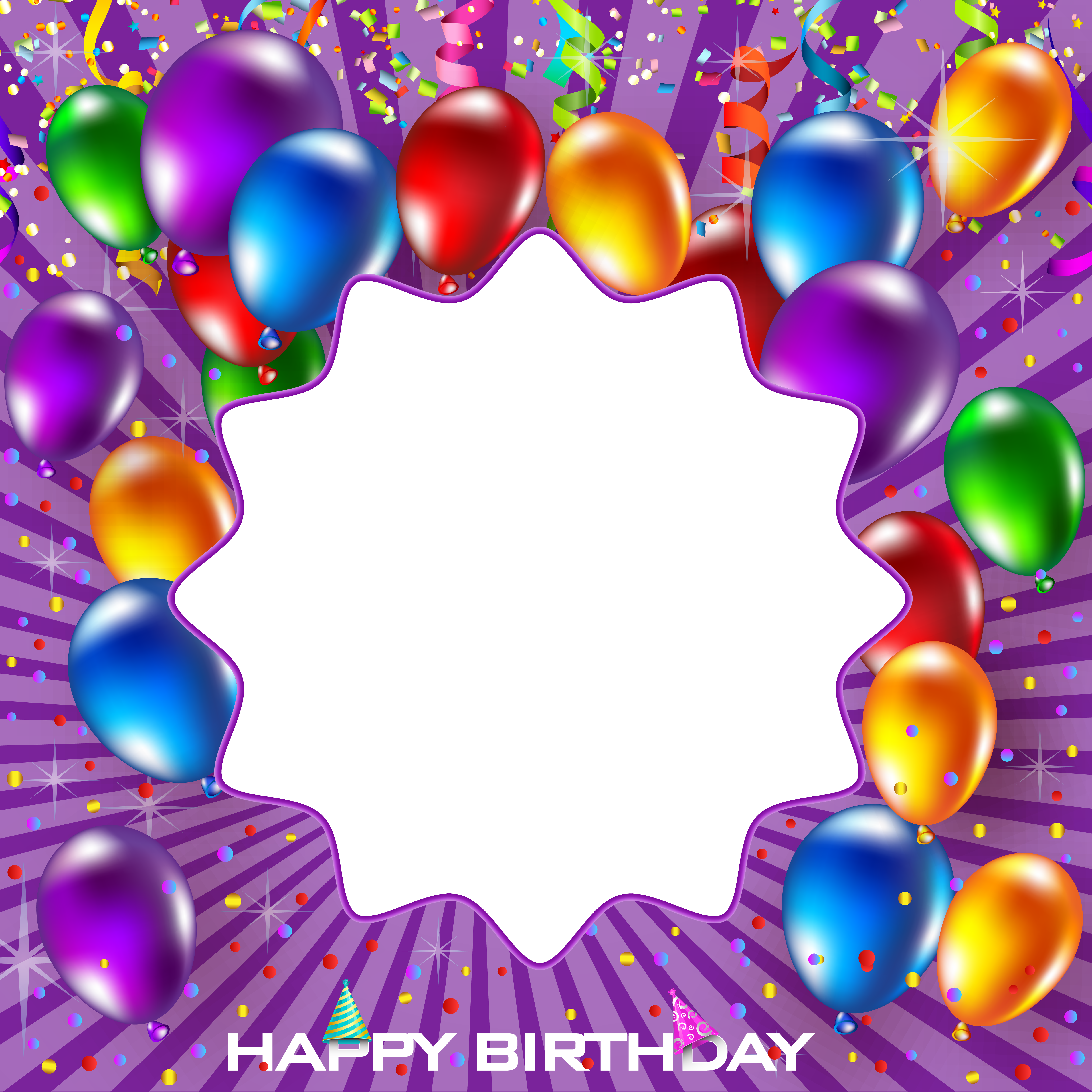 Happy Birthday Purple Png Frame - Birthday Frame Png (6000x6000), Png Download