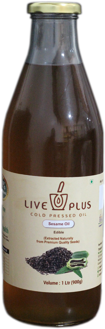 Liveplus Cold Pressed Oil Wood Pressed Oil - Glass Bottle (1504x1128), Png Download