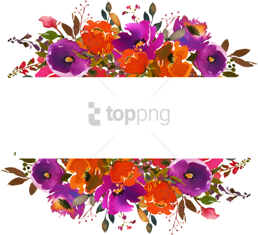 Free Png Watercolor Flowers Frame Orange Png Image - Flower Frame Png Hd (850x774), Png Download